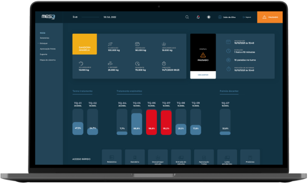 Notebook com tela do sistema mes3